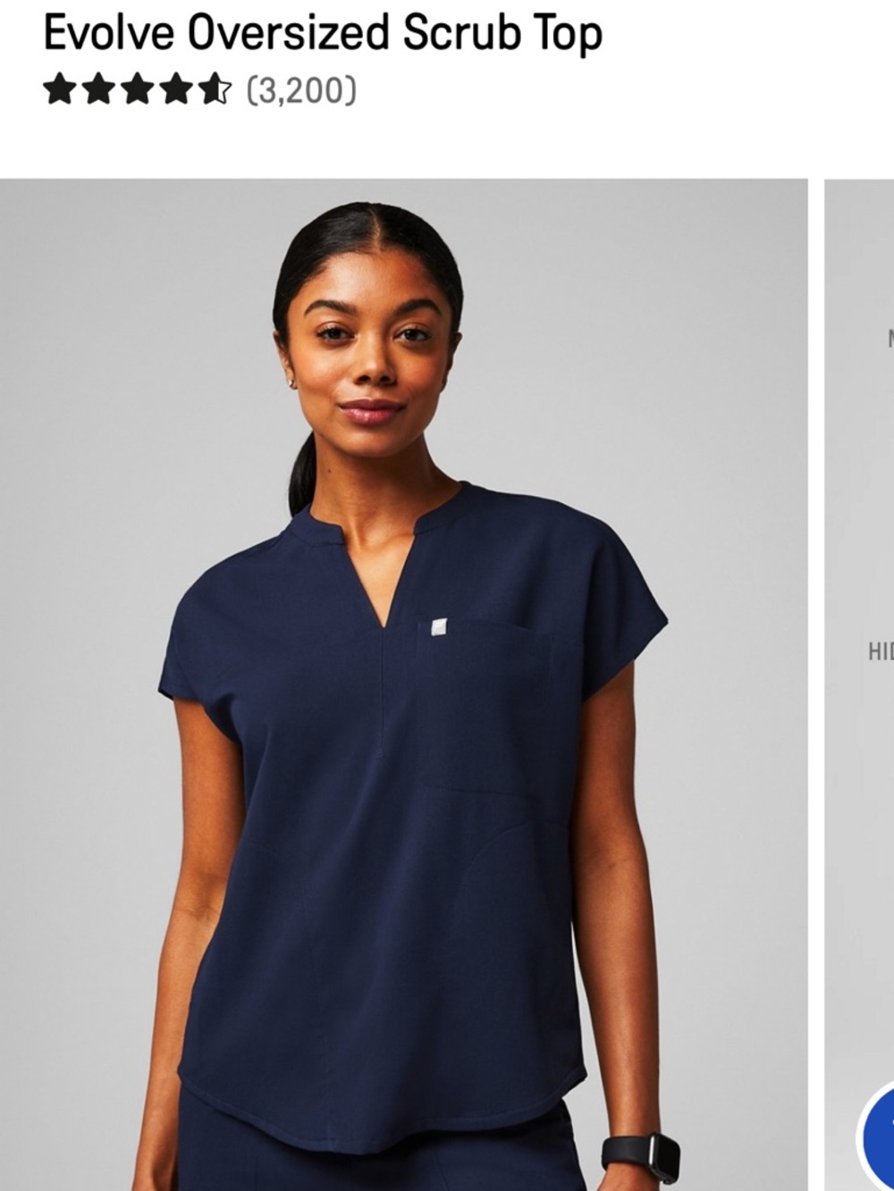 Fabletics Evolve Scrub Top — Navy XS